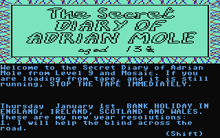 The Secret Diary of Adrian Mole  commodere 64 rom